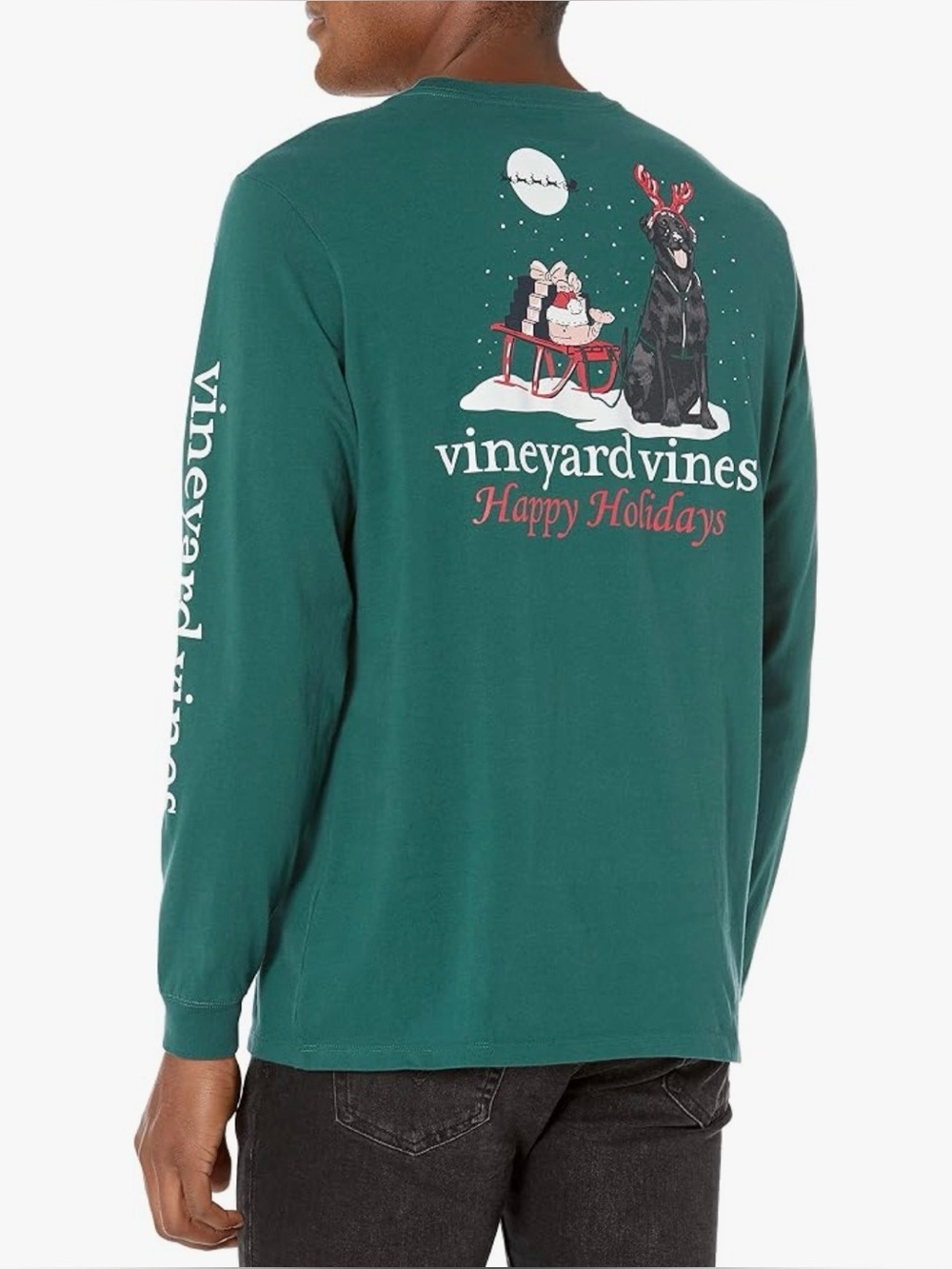 Vineyard Vines Forest Green 'Happy Holidays' Long-Sleeve Tee XXL